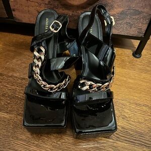 Black Women's Platform Chunky Heels